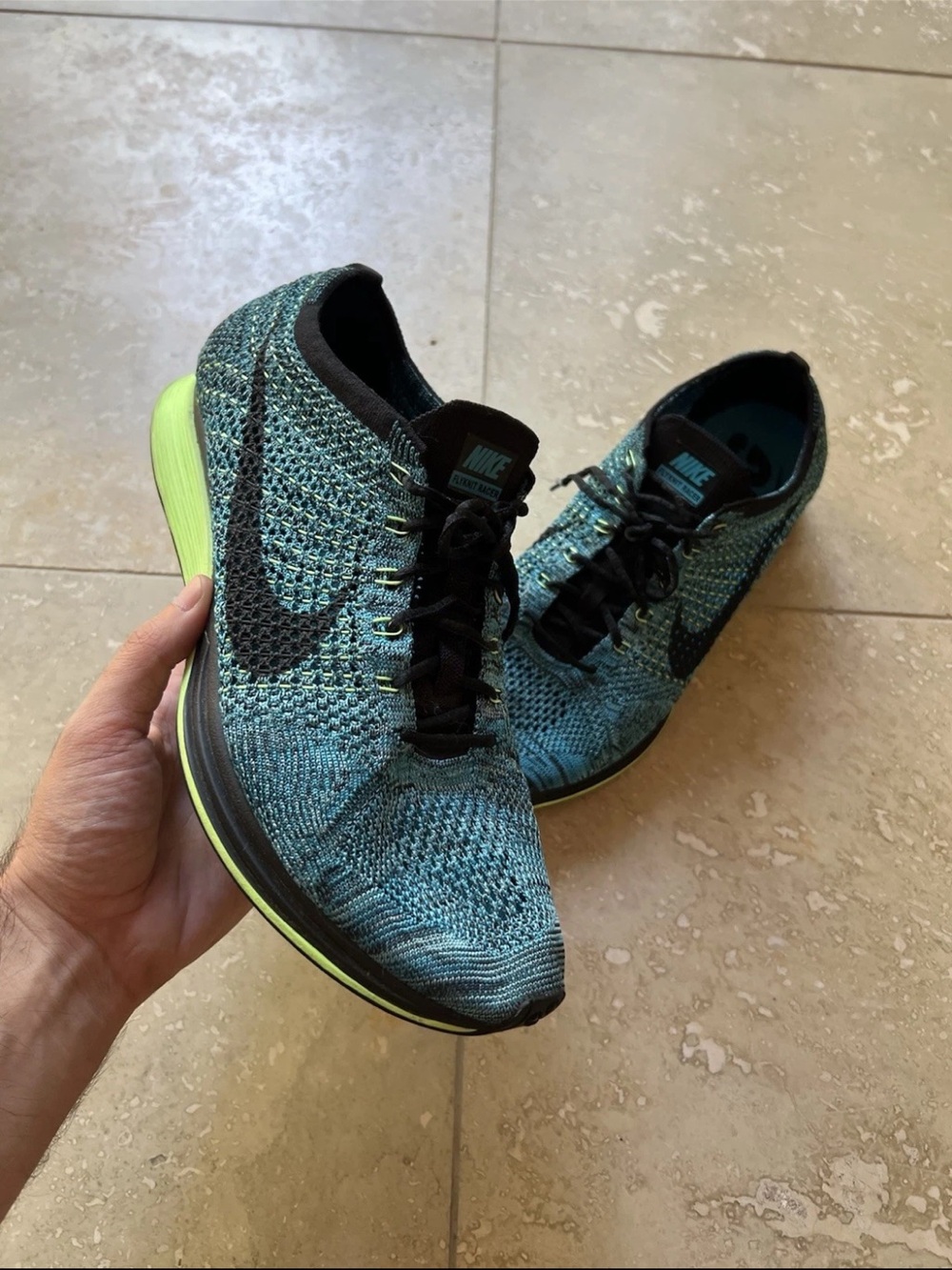 Nike Flyknit Racer Blue Lagoon Mens Size 11.5 UK 10.5 EUR 45.5 No Box
